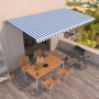 Toldo retráctil manual azul y blanco 600x350 cm de vidaXL, Toldos - Ref: Foro24-3069036, Precio: 555,99 €, Descuento: %