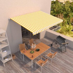 Yellow and white retractable manual awning 450x350 cm by vidaXL, Awnings - Ref: Foro24-3068998, Price: 357,29 €, Discount: %