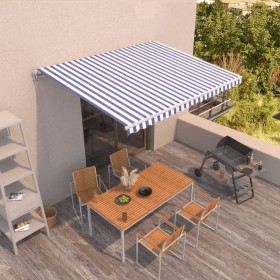 Toldo retráctil manual azul y blanco 400x350 cm de vidaXL, Toldos - Ref: Foro24-3068976, Precio: 354,99 €, Descuento: %