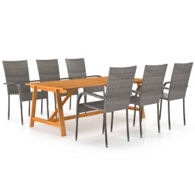 Juego de comedor de jardín 7 piezas gris de vidaXL, Conjuntos de jardín - Ref: Foro24-3068808, Precio: 491,99 €, Descuento: %