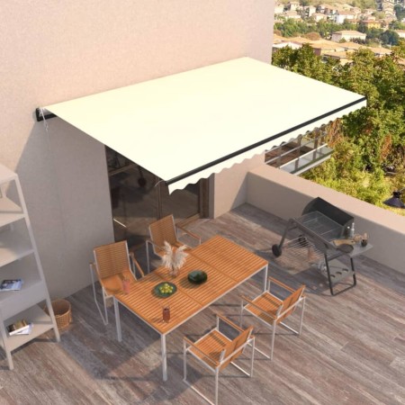 Cream automatic retractable awning 500x350 cm by vidaXL, Awnings - Ref: Foro24-3069227, Price: 577,99 €, Discount: %