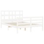 White solid wood bed frame with headboard 140x190 cm by vidaXL, Beds and slatted bases - Ref: Foro24-3194812, Price: 134,56 €...