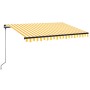 Manual retractable awning with yellow and white LED 350x250 cm by vidaXL, Awnings - Ref: Foro24-3069083, Price: 421,50 €, Dis...