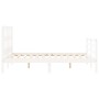 White solid wood bed frame with headboard 140x190 cm by vidaXL, Beds and slatted bases - Ref: Foro24-3194812, Price: 134,56 €...