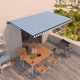 Blue and white automatic retractable awning 500x350 cm by vidaXL, Awnings - Ref: Foro24-3069226, Price: 565,99 €, Discount: %