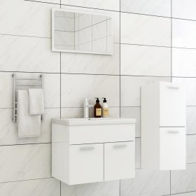 Glossy white engineered wood bathroom furniture set by vidaXL, Bathroom furniture - Ref: Foro24-3071186, Price: 180,99 €, Dis...