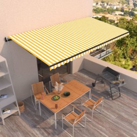 Toldo retráctil automático amarillo y blanco 600x350 cm de vidaXL, Toldos - Ref: Foro24-3069248, Precio: 764,99 €, Descuento: %