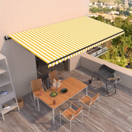 Toldo retráctil automático amarillo y blanco 600x350 cm de vidaXL, Toldos - Ref: Foro24-3069248, Precio: 764,01 €, Descuento: %