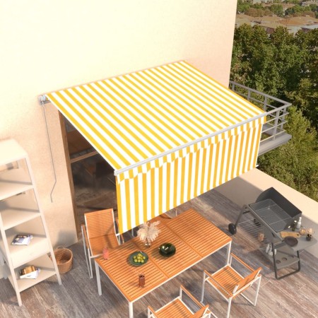 Manual retractable awning with yellow and white blinds 3x2.5 m by vidaXL, Awnings - Ref: Foro24-3069258, Price: 287,44 €, Dis...