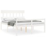 Double bed for seniors with white solid wood headboard by vidaXL, Beds and slatted bases - Ref: Foro24-3195422, Price: 168,14...