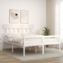 Double bed for seniors with white solid wood headboard by vidaXL, Beds and slatted bases - Ref: Foro24-3195422, Price: 168,14...