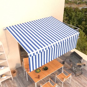 Automatic retractable awning with blue and white blind 4.5x3 m by vidaXL, Awnings - Ref: Foro24-3069316, Price: 404,99 €, Dis...