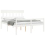 Double bed for seniors with white solid wood headboard by vidaXL, Beds and slatted bases - Ref: Foro24-3195422, Price: 168,14...