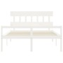 Double bed for seniors with white solid wood headboard by vidaXL, Beds and slatted bases - Ref: Foro24-3195422, Price: 168,14...