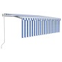 Retractable automatic awning with blue and white shade 4.5x3 m by vidaXL, Awnings - Ref: Foro24-3069326, Price: 405,76 €, Dis...