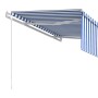 Retractable automatic awning with blue and white shade 4.5x3 m by vidaXL, Awnings - Ref: Foro24-3069326, Price: 405,76 €, Dis...