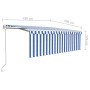 Retractable automatic awning with blue and white shade 4.5x3 m by vidaXL, Awnings - Ref: Foro24-3069326, Price: 405,76 €, Dis...