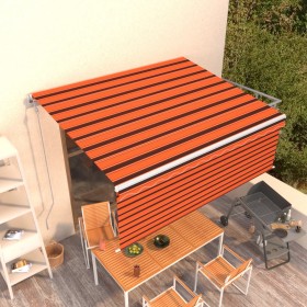 Automatic retractable awning with blind 4x3 m orange and brown by vidaXL, Awnings - Ref: Foro24-3069310, Price: 693,99 €, Dis...