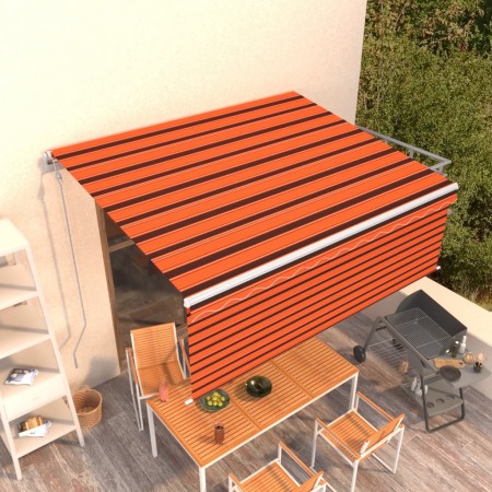 Automatic retractable awning with blind 4x3 m orange and brown by vidaXL, Awnings - Ref: Foro24-3069310, Price: 763,86 €, Dis...