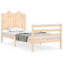 Bed frame with solid wood headboard 90x200 cm by vidaXL, Beds and slatted bases - Ref: Foro24-3194166, Price: 95,99 €, Discou...