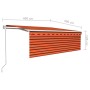 Automatic retractable awning with blind 4x3 m orange and brown by vidaXL, Awnings - Ref: Foro24-3069310, Price: 763,86 €, Dis...