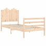 Bed frame with solid wood headboard 90x200 cm by vidaXL, Beds and slatted bases - Ref: Foro24-3194166, Price: 95,99 €, Discou...