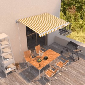 Toldo retráctil automático amarillo y blanco 350x250 cm de vidaXL, Toldos - Ref: Foro24-3068888, Precio: 348,20 €, Descuento: %