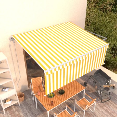 Automatic retractable awning LED blind 4.5x3m yellow white by vidaXL, Awnings - Ref: Foro24-3069328, Price: 406,18 €, Discoun...