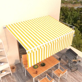 Manual retractable awning with yellow and white blinds 4.5x3 m by vidaXL, Awnings - Ref: Foro24-3069318, Price: 411,07 €, Dis...