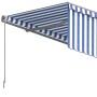 Manual retractable awning with blue and white blind 3x2.5 m by vidaXL, Awnings - Ref: Foro24-3069376, Price: 226,95 €, Discou...