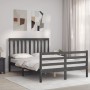 Estructura de cama matrimonio con cabecero madera maciza gris de vidaXL, Camas y somieres - Ref: Foro24-3194218, Precio: 155,...