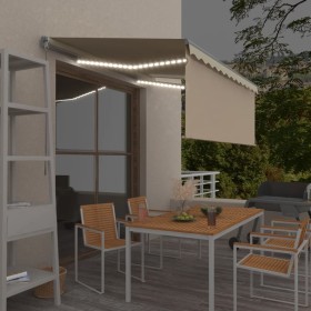 Retractable manual awning with blind and cream LED 3x2.5m by vidaXL, Awnings - Ref: Foro24-3069382, Price: 290,99 €, Discount: %