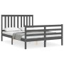 Estructura de cama matrimonio con cabecero madera maciza gris de vidaXL, Camas y somieres - Ref: Foro24-3194218, Precio: 155,...