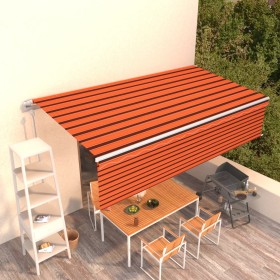 Automatic retractable awning with blind 6x3 m orange and brown by vidaXL, Awnings - Ref: Foro24-3069370, Price: 556,99 €, Dis...