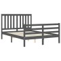 Estructura de cama matrimonio con cabecero madera maciza gris de vidaXL, Camas y somieres - Ref: Foro24-3194218, Precio: 155,...