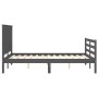 Estructura de cama matrimonio con cabecero madera maciza gris de vidaXL, Camas y somieres - Ref: Foro24-3194218, Precio: 155,...