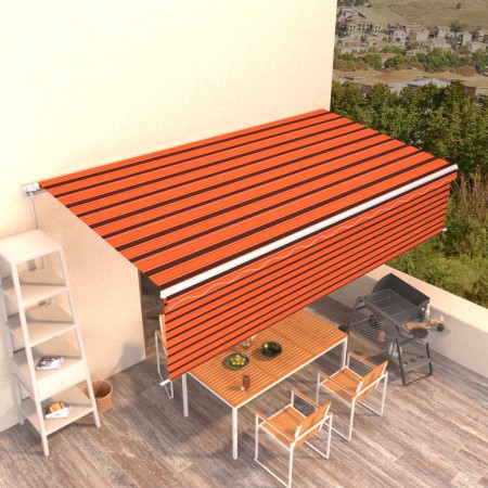 Toldo retráctil manual con persiana naranja y marrón 6x3 m de vidaXL, Toldos - Ref: Foro24-3069360, Precio: 573,35 €, Descuen...