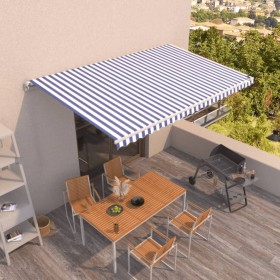 Toldo retráctil manual azul y blanco 500x350 cm de vidaXL, Toldos - Ref: Foro24-3069016, Precio: 471,72 €, Descuento: %