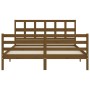 Double bed frame with honey brown wooden headboard by vidaXL, Beds and slatted bases - Ref: Foro24-3194839, Price: 149,99 €, ...