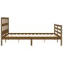 Double bed frame with honey brown wooden headboard by vidaXL, Beds and slatted bases - Ref: Foro24-3194839, Price: 149,99 €, ...