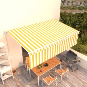 Toldo retráctil manual con persiana amarillo y blanco 5x3 m de vidaXL, Toldos - Ref: Foro24-3069338, Precio: 450,99 €, Descue...