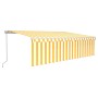 Manual retractable awning with yellow and white blinds 5x3 m by vidaXL, Awnings - Ref: Foro24-3069338, Price: 446,72 €, Disco...