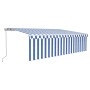 Manual retractable awning with blue and white blinds 5x3 m by vidaXL, Awnings - Ref: Foro24-3069336, Price: 458,65 €, Discoun...