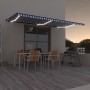 Toldo automático LED sensor de viento azul y blanco 600x300 cm de vidaXL, Toldos - Ref: Foro24-3069171, Precio: 680,79 €, Des...