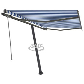 Blau-weiße automatische Standmarkise 350x250 cm von vidaXL, Markisen - Ref: Foro24-3069726, Preis: 497,41 €, Rabatt: %