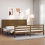 Estructura cama y cabecero madera maciza marrón miel 200x200 cm de vidaXL, Camas y somieres - Ref: Foro24-3194789, Precio: 18...