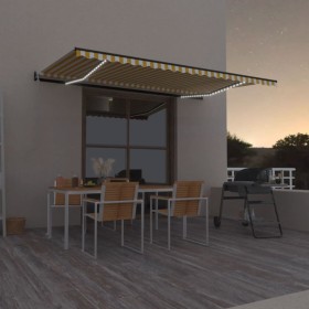 Toldo automático LED sensor de viento amarillo blanco 500x350cm de vidaXL, Toldos - Ref: Foro24-3069233, Precio: 670,99 €, De...