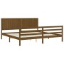 Estructura cama y cabecero madera maciza marrón miel 200x200 cm de vidaXL, Camas y somieres - Ref: Foro24-3194789, Precio: 18...