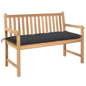 Solid teak wood garden bench with anthracite cushion 120 cm by vidaXL, garden benches - Ref: Foro24-3062691, Price: 258,99 €,...