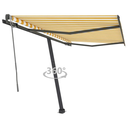 Toldo de pie automático amarillo y blanco 350x250 cm de vidaXL, Toldos - Ref: Foro24-3069728, Precio: 470,28 €, Descuento: %